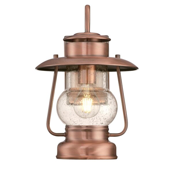 Westinghouse Fixture Wall Outdoor 60W Santa Fe Lantern Washed Copper Clear Seeded Glass 6373100 - main